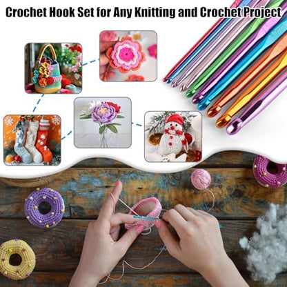 MECHEER Crochet Needles Set, 54 Pack Crochet Hooks Set Crochet Kits for Beginners, Ergonomic Crochet Beginner Kit with Storage Case, Knitting Needles, Hand Craft Knitting Accessories for Crocheters - Image 7