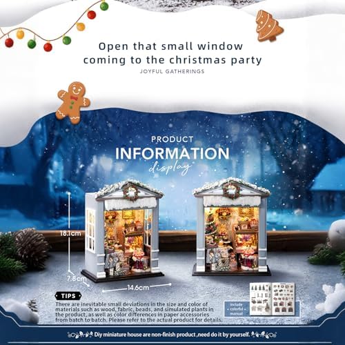 CUTEROOM DIY Miniature House Building Kit for Adults with LED Lights - Realistic Mini Dollhouse Model & Wooden Furniture, Creative Craft Kit for Home Decor Gift- Joyful Gatherings - Image 3