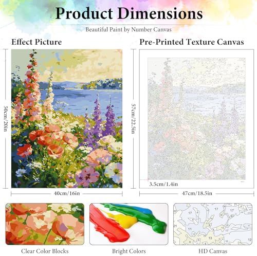 Dawnsphere Flowers Paint by Numbers Kit for Adults Without Frame 16x20 in - Image 3