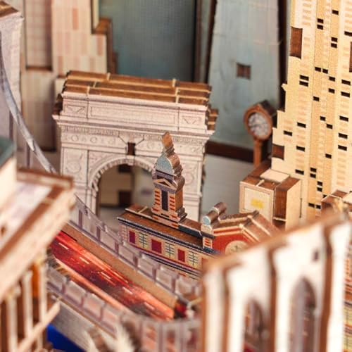 Book Nook Kit for Bookshelf — Arcane Spire Magical Castle 3D Wooden Puzzle, DIY Miniature Dollhouse with LED Lights, Fantasy Book Shelf Insert Decor (Liberty's Legacy) - Image 6