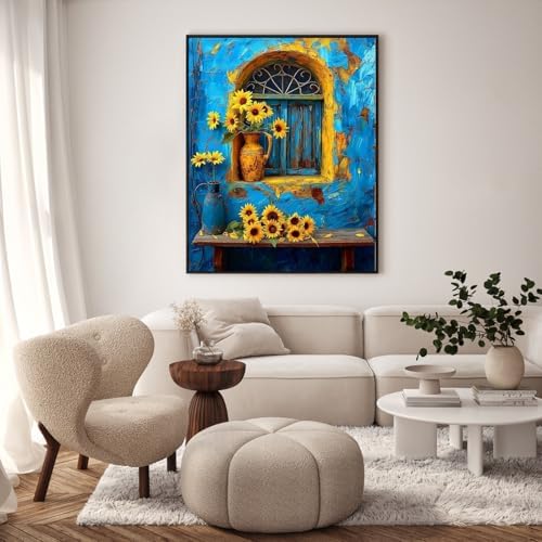 Paint by Numbers Kit for Adults, Window Sunflower Painting, 16 x 20 Inch - Image 2