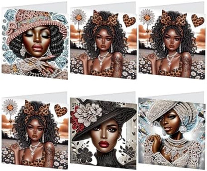 JISHSHAY 6 PCS Diamond Painting Greeting Cards African Woman Diamond Art Birthday Cards with Envelopes Gem Art Gem Painting Mosaic Kits for Adults for Thanksgiving Birthday Anniversary Valentine by Unknown
