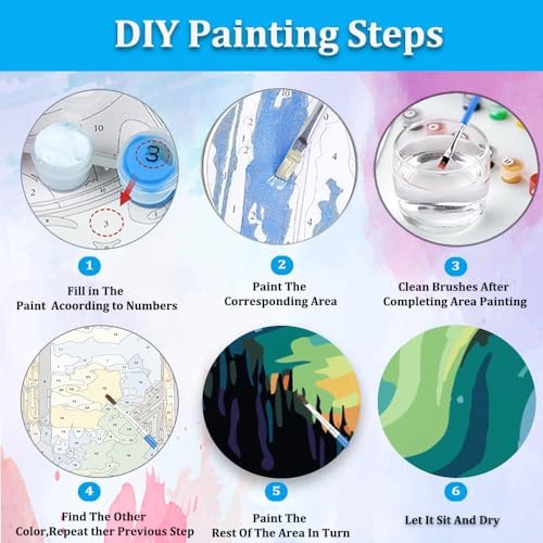 Artunion Framed Paint by Numbers Kit for Adults Beginners & Kids Ages 8-12,Aurora Paint by Number with Frame,Northern Lights Paint by Numbers Kit on Canvas 10 * 10 Inch Without Easel - Image 6
