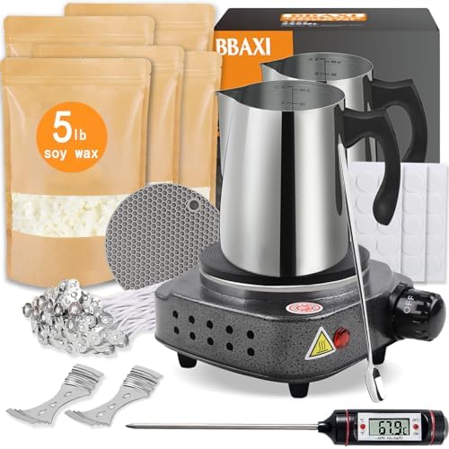 BBAXI Candle Making Kit with Hot Plate for Melting Wax with 5lb Soy Wax by BBAXI