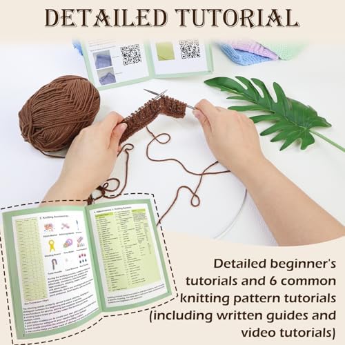 Lewhoo Knitting Kit for Beginners, 6 Patterns Dishcloth Learn to Knit Kit - Image 4