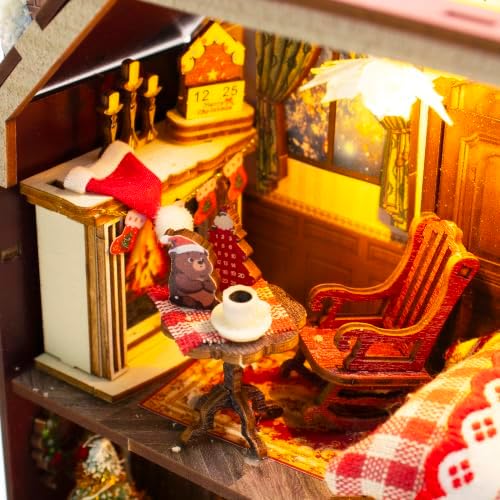 Roroom DIY Miniature House Kit, Enchanted Christmas Cottage Dollhouse Kit - Image 6