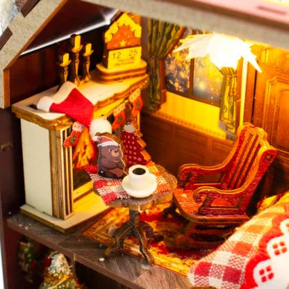 Roroom DIY Miniature House Kit, Enchanted Christmas Cottage Dollhouse Kit - Image 6