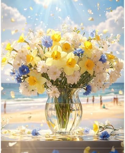 Banket Paint by Numbers Kit for Adults Beginner Flower DIY Oil Painting Kits for Adults Bottle Flowers Easy Adult Paint by Number Kits on Canvas Color by Numbers for Gifts Home Wall Decor 16x20 Inch by Unknown