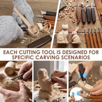 28 Pcs Professional Whittling Chisel Kit, Woodworking Hobby Kit, Ergonomic Carving Starter Set Portable Wood Carving Kit with PU Bag Present for Beginner Adult Kid DIY Fun - Image 4