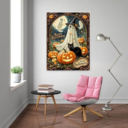 Eiazuiks Halloween Stamping Cross Stitch Kit, Pumpkin Ghost Halloween Counting Cross Stitch Kit for Adult Beginners, Full Line DIY Stitching Kit for Home Decor Cross Stitch Patterns 12x16 inches - Image 3