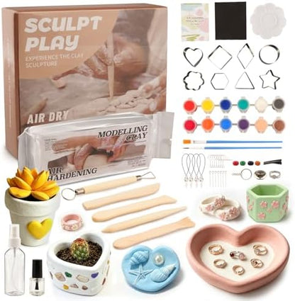 Air Dry Clay Kit for Adults, Complete Pottery Set for Beginners with Tools, Handmade Art Gifts for Women Men by FcogetHigh-EndHairScissors
