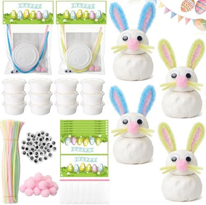 ForraFun 24 Sets Easter Craft Kits DIY Bunny Clay Ornaments for Adult by Unknown