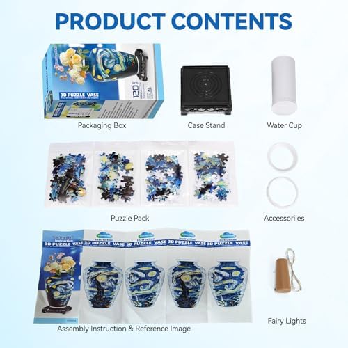 YunSheCSBS 3D Puzzle Vase for Adults with 120 Plastic Pieces, Adult Crafts - Image 4