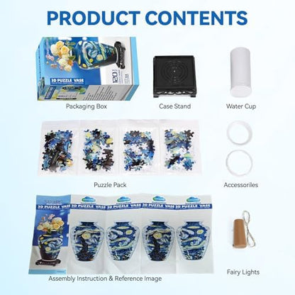 YunSheCSBS 3D Puzzle Vase for Adults with 120 Plastic Pieces, Adult Crafts - Image 4