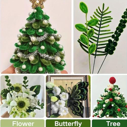 AHAMETON 620Pcs Green Pipe Cleaners Flower Kit,Chenille Stems Craft - Image 5