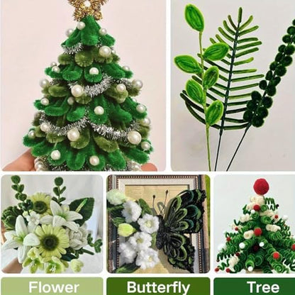 AHAMETON 620Pcs Green Pipe Cleaners Flower Kit,Chenille Stems Craft - Image 5