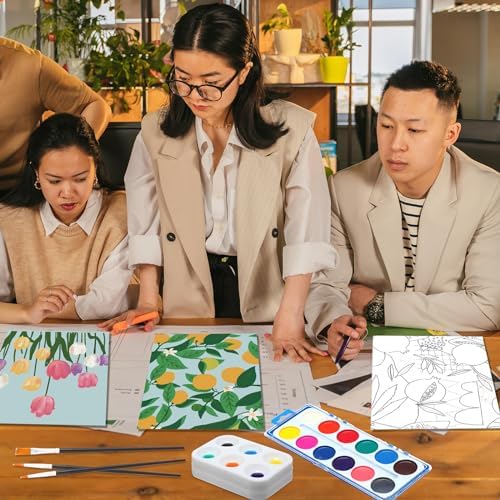 Ctosree 12 Sets Pre Drawn Canvas Kit for Painting,Flower,8 x 10 in - Image 6