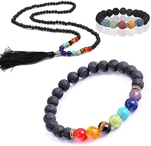 EuTengHao 602Pcs Lava Beads Stone Kits with 8mm Chakra Beads and Spacers Beads Bracelet Elastic String for Diffuse Essential Oils Adult DIY Jewelry Making Supplies - Image 5