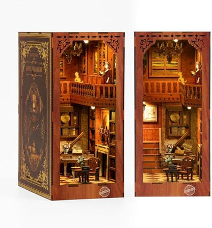 Grimm's Fairy Tale Book Nook Kit - 3D Wooden DIY Miniature Library with LED Lights, Vintage Bookshelf Decor for Adults by Unknown