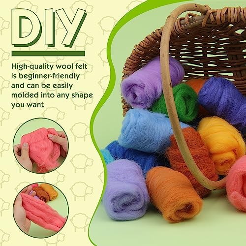 Wonvoc 54 Colors Needle Felting Wool, 9.5oz/270g Roving Wool - Image 4