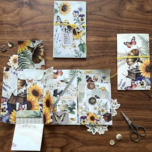 XINPOCUT Floral Folding Folio Junk Journal Kit,Folio Booklet Craft Kit, Junk Journal Kit, Scrapbooking Supplies, Journaling Decor, Mini Folio Writer Folder Project, Arts & Crafts Gifts by Unknown