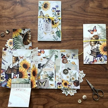 XINPOCUT Floral Folding Folio Junk Journal Kit,Folio Booklet Craft Kit, Junk Journal Kit, Scrapbooking Supplies, Journaling Decor, Mini Folio Writer Folder Project, Arts & Crafts Gifts by Unknown