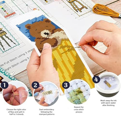ORIGACH 6 Set Sleepy Animal Friends Cross Stitch Bookmark Kit for Beginner - Image 4