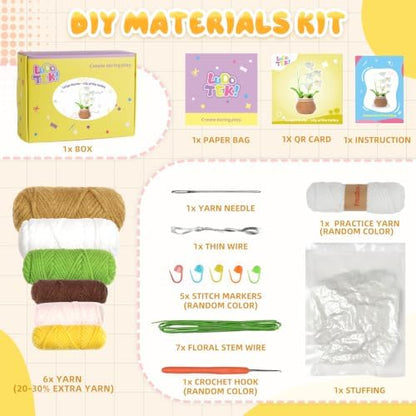 Crochet Kit for Beginners, Crochet Plant Kit,Knitting Kit (Bell Orchid) - Image 3