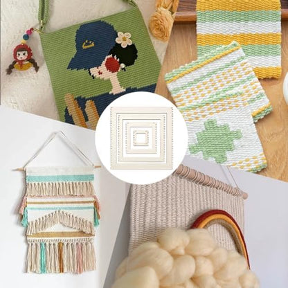 BENECREAT 4 Sizes Wooden Weaving Loom Kit, 2/4/5.9/7.8 inch Square DIY Weaving Loom DIY Weaving Art Tapestry Loom for Hanging Decor Woven Tapestry Knitted Crafts Making, 4.5mm Thick - Image 6