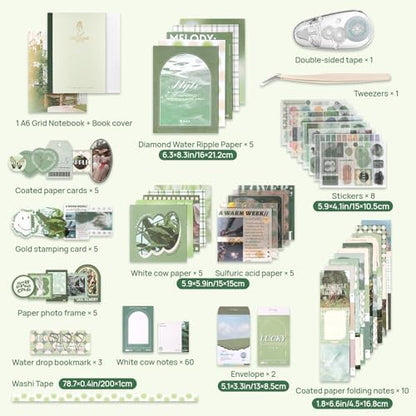Scrapbook Photo Album Supplies Kit with Tweezers and Glue Tape, Aesthetic Vintage Junk Journal Large Scrapbooking Paper, Sticker Pack, Notebook Craft Supplies, DIY Gift for Adult Men Women (Island) - Image 4