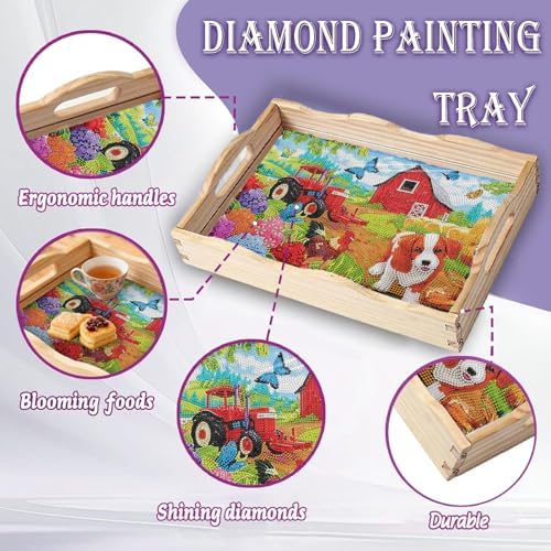 EWJRNSF Diamond Art Kits for Adults Wooden Serving Trays with Handles - Image 5