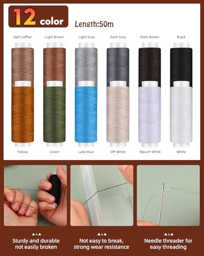 BAGERLA Heavy Duty Sewing Kit, Needle and Thread Kit with Upholstery Thread Needles Sewing Awl Seam Ripper for Car Seats Carpets Shoes Backpacks DIY Crafting - Image 3
