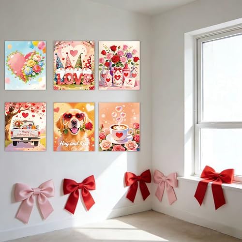 Niteform 6 Packs Valentine's Day Pre Drawn Canvas to Paint， 8x10 in Pre Printed Canvas Boards, Pre Stretched Outline Painting Kits for Beginners, Adults, Party Favors & Romantic Craft Activities - Image 7