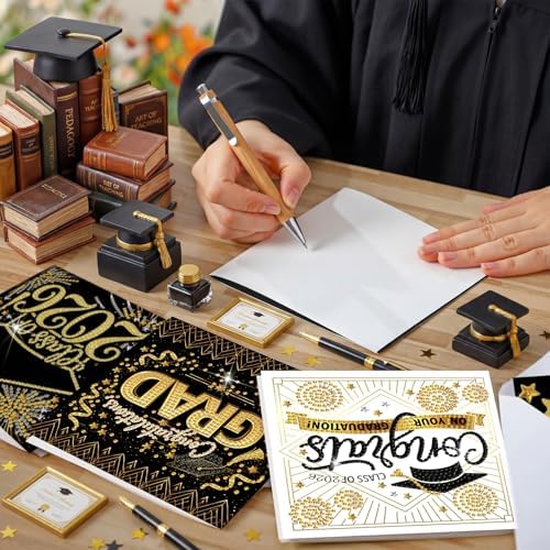 Saillong 12 Pack 2026 Graduation Diamond Painting Greeting Card Kits Class of 2026 Grad Diamond Art Cards with Envelope 5D Rhinestones Painting Making Kit for Adult DIY Craft High School Graduate Gift - Image 3