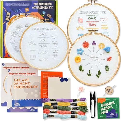 KNOT YOUR TYPE Flowers DIY Embroidery Kit for Beginners | Hand Embroidery Kit with All Stitching Materials | Perfect Art & Craft Gift Set, Stitching Kit for Adults - Image 2
