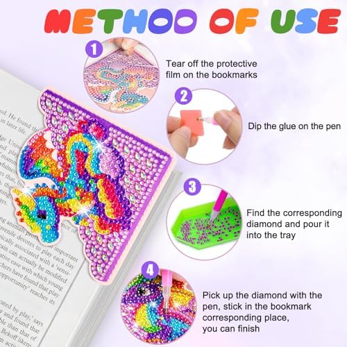 WIVICO 4Pcs Diamond Painting Bookmarks, Diamond Pearl Art Kits for Adults - Image 4