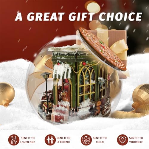 Dollhouse Miniature DIY House Kit Creative Room with Furniture and Glass Cover for Adult to Building, Halloween/Home Decorations/Gifts for Family and Friends (SDXZ) - Image 4