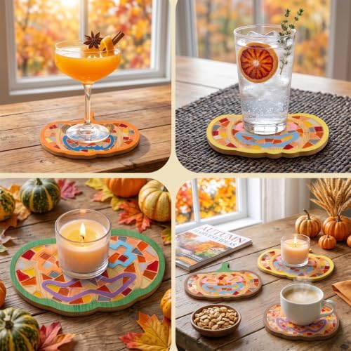 6PCS DIY Glass Mosaic Tiles for Crafts, Mixed Color, Halloween Pumpkin - Image 4