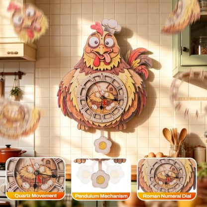 3D Puzzles for Adults Chef Chicken Clock Crafts for Adults - Image 2