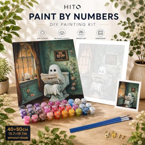 HITO Halloween Paint by Numbers Kit for Adults Ghost 16x20 Inch Frameless - Image 2