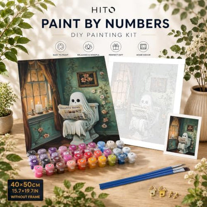 HITO Halloween Paint by Numbers Kit for Adults Ghost 16x20 Inch Frameless - Image 2