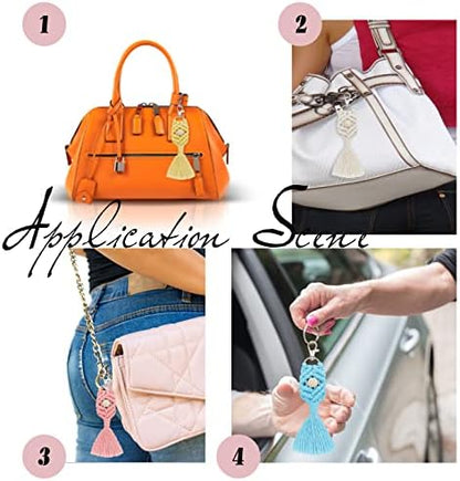 INFUNLY 8 Set DIY Macrame Keychain Kits for Adults Beginner Macrame Cord Knotting Kit Boho Macrame Tassel Keychain with Instruction for Car Key Purse Phone Wallet Charm - Image 4