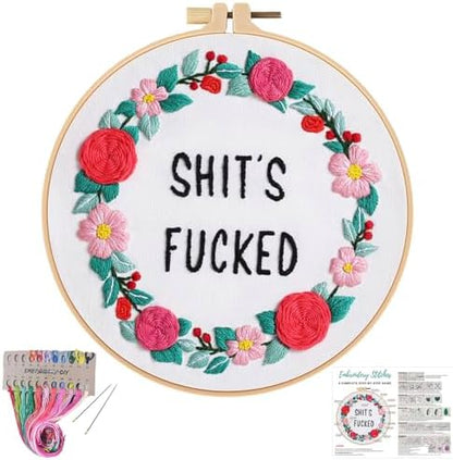 Louise Maelys Funny Floral Embroidery Kit for Beginners DIY Decor by LouiseMaelys