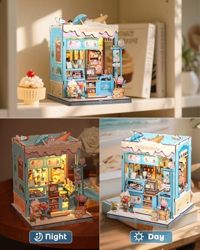 CUTEBEE Book Nook, DIY Miniature House Kit, Ice Cream Shop Booknook - Image 4