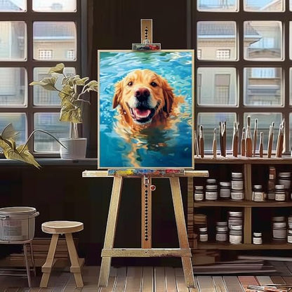 Natuyalo Paint by Numbers Kit for Adults Beginner - Swimming Dog Adult Paint by Number Kits on Canvas, Animals Easy Adults' Paint-by-Number Kits Acrylic Painting for Gift Home Wall Decor 16x20 inch - Image 2