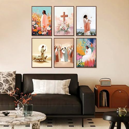 Yezavesu 6 Pack Jesus Paint by Numbers Kit for Adults Beginner 8x12 Inch - Image 2