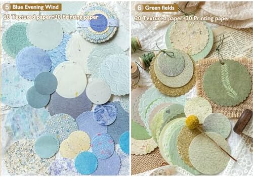 300Pcs Textured Scrapbook Supplies Kit, Round Edge Embossed Rice Paper - Image 4