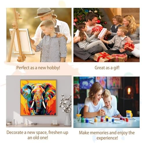 Artunion Framed Paint by Numbers Kit for Adults Beginners & Kids Ages 8-12,Colorful Elephant Paint by Number with Frame,Abstract Animal Paint by Numbers Kit on Canvas 10 * 10 Inch Without Easel - Image 7
