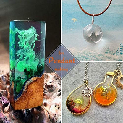 NewVersion- Epoxy Resin UV Glue Kit Clear Transparent Solar Curing with Lamp Molds Liquid Color Pigments 30 Bezels for Pendants Earrings 36 Decorations + Tapes Eyelets Tweezers for Jewelry Making - Image 6