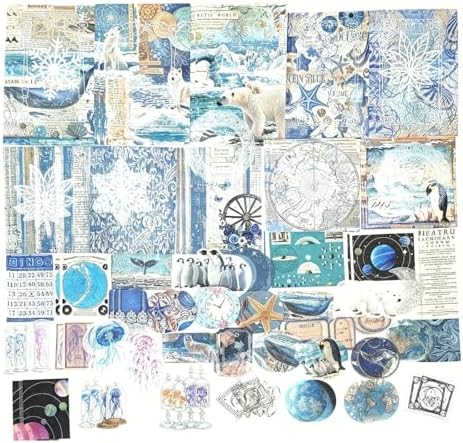 Esweny 100 PCS Vintage Ephemera Pack Journaling Scrapbooking Supplies Scrapbook Sticker Paper Kit for Junk Journal Planners Collage Craft Notebooks Decoupage Album (Ocean) by Esweny